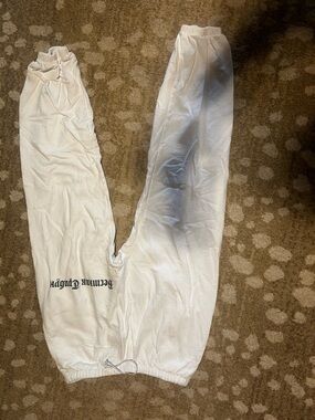 White Sweatpants with Black Script Logo